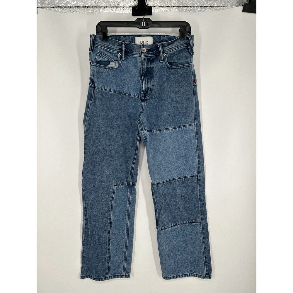 BDG Jeans Mens 29x30 Blue Denim Straight Leg Patchwork Skate Fit Medium Wash‎